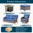 thumbnail image 7 of Unnifurnzi 6 Pieces Patio Furniture with Fire Pit-High Back Outdoor Wicker Sofa with Patio Swivel Glider Chair Outdoor Conversation Sets for Deck Porch Garden Balcony Poolside-Brown/Blue, 7 of 7