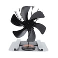 thumbnail image 4 of Ventilador de estufa de calor de 6 aspas, ventiladores para chimenea, ventilador térmico autogenerador con tablero de aislamiento, termómetro, negro, 4 of 14