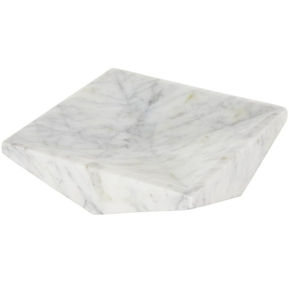 DecMode 8" x 8" White Marble Square Geometric Tray, 1-Piece