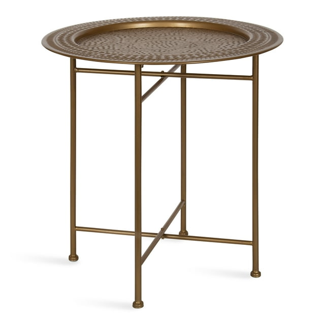 Kate and Laurel Razza Modern Side Table, 19 x 19 x 20, Gold, Round Metal End Table For Storage and Display