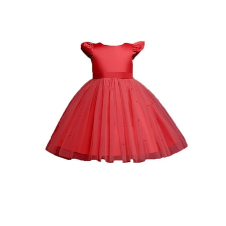 

Toddler Girls Dress Performance Dress Party Dress Bow Mesh Skirt Princess Dress Flower Girl Dresses Dress Shoes Girls Size 3