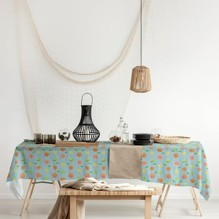 

ArtVerse Citrus Fruit Pattern Rectangle Tablecloth - 58 x 102 Teal