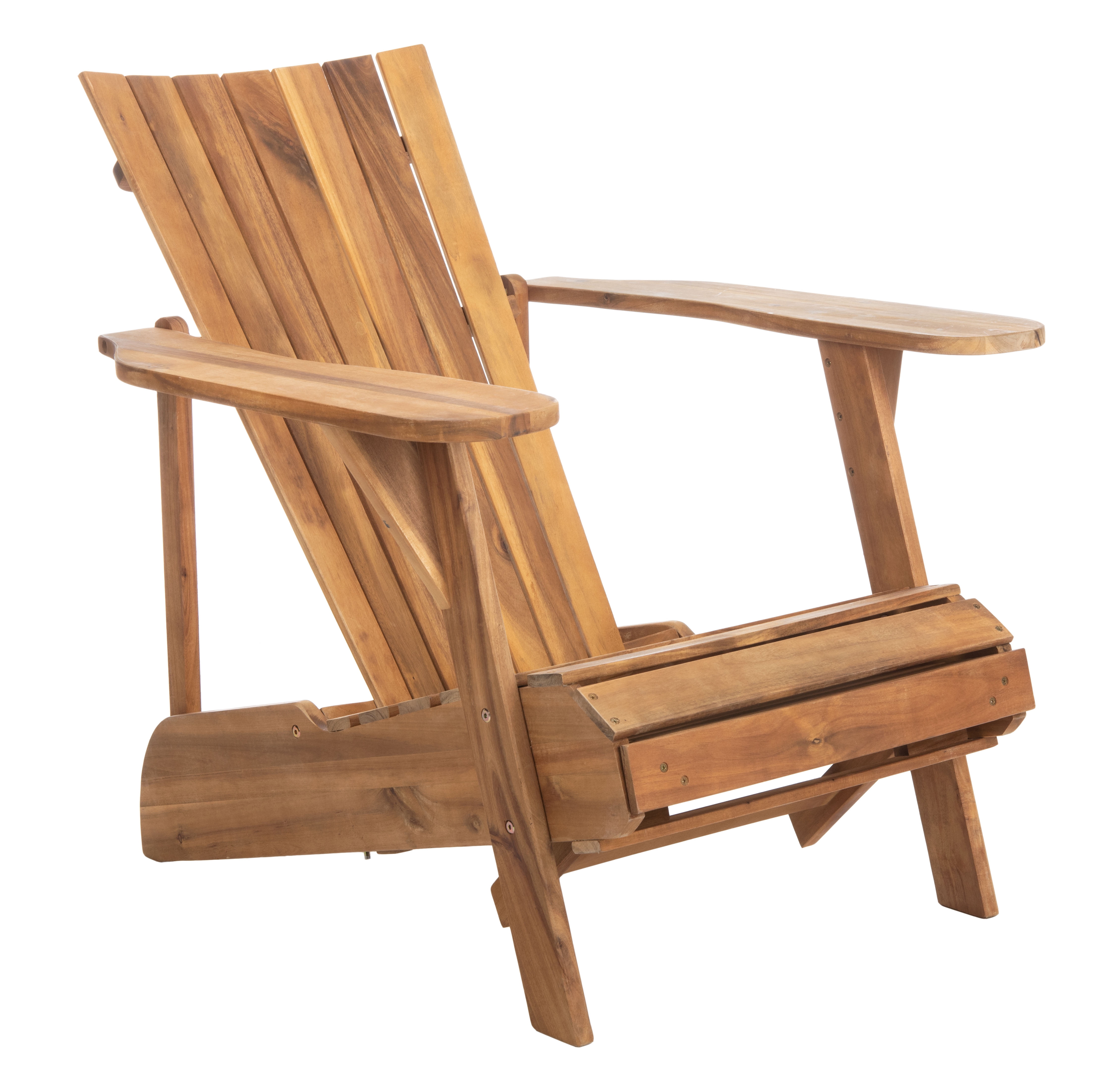 Safavieh Merlin Acacia Wood Adirondack Chair w/ Retractable Footrest in Natural