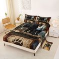 thumbnail image 2 of Castle Fairy Vintage Patchwork Black Bear Bed Sheets 4-Piece for Teens,Plaid Pine Lantern Cabin Paw Print Full Size Sheets,Brown Tan Black,1 Fitted Sheet, 1 Flat Sheet and 2 Pillowcases, 2 of 6