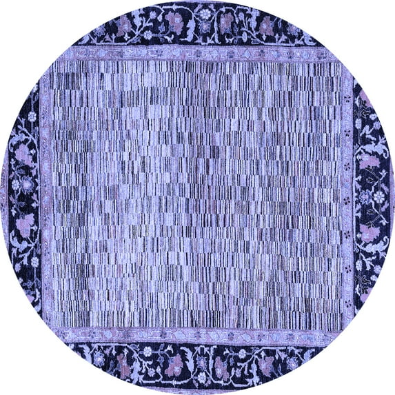 Ahgly Company Machine Washable Indoor Round Oriental Blue Modern Area Rugs, 5' Round