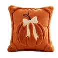 thumbnail image 7 of CHJK Pumpkin Embossed Throw Pillow, 18X18Inch Soft Fuzzy 3D Pumpkin Cushion with Bow, Fall Decorative Pillow for Halloween Thanksgiving Sofa Couch Bedroom Home Decor, Orange, 7 of 7