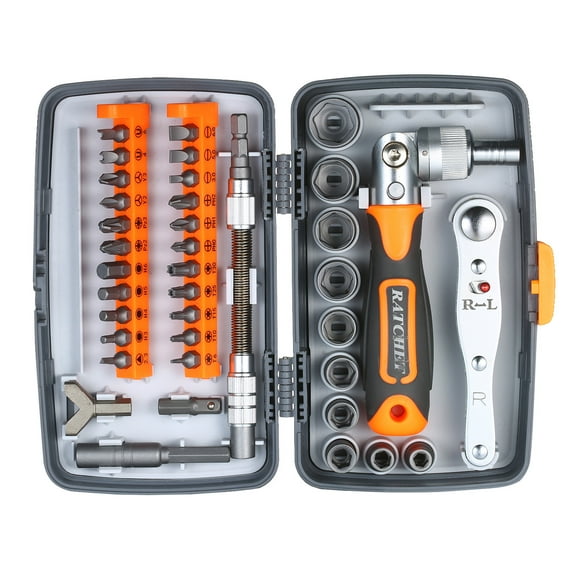 Jeu d'embouts de tournevis à cliquet 38 Pcs Kit de tournevis magnétiques Kit d'outils électroniques avec tige d'extension d'arbre flexible pour téléphone, montre pour ordinateur portable et autres appa