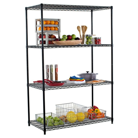 Trinity 4 Tier Wire Shelving Rack With Wheels And Liners Black Trinity 4 Tier Wire Shelving Rack With Wheels And Liners Black Com