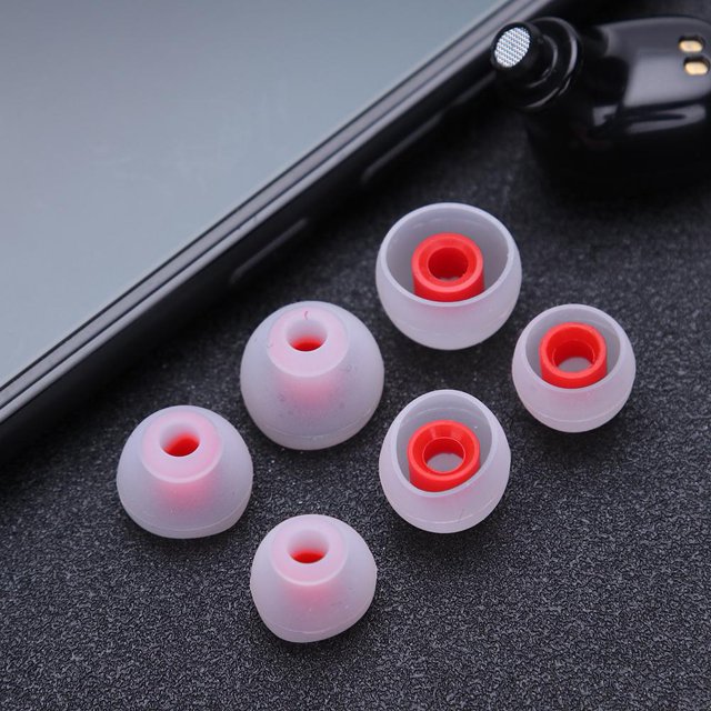 6 uds. Audífonos intrauditivos de silicona para reemplazar los auriculares KZ (blanco + rojo)
