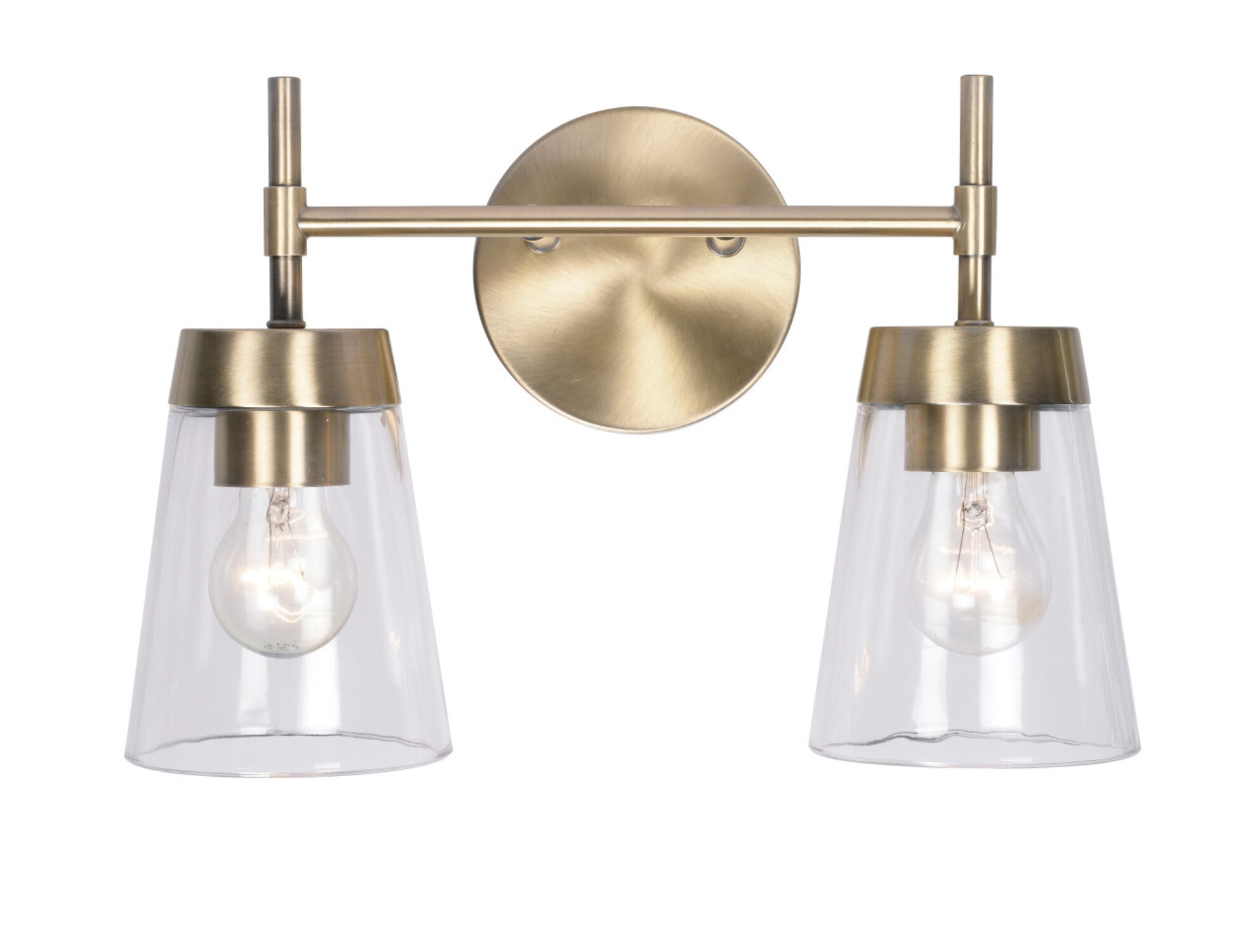 Kenroy Home Delgado 15'' Vanity Light 2-Light Wall Light Fixture Transitional Table Light Fixture for Bathroom, Hallway, or Office, Antique Brass