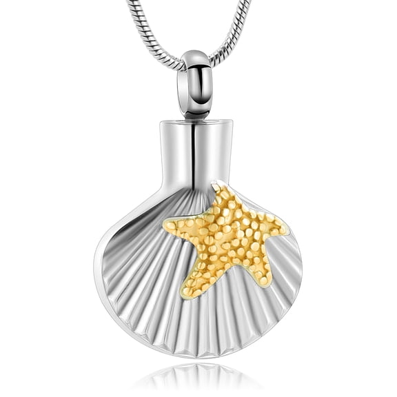 Personlized Seashell Cremation Urn Ashes Necklace Abalone Shell Urn Necklace Ashes Pendant Stainless Steel Keepsake Urn Locket