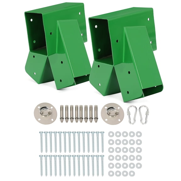 Compatible with 1-2-3 A-Frame Swing Sets | Heavy Duty Steel Brackets | Set of 2 | Green Powder Coated