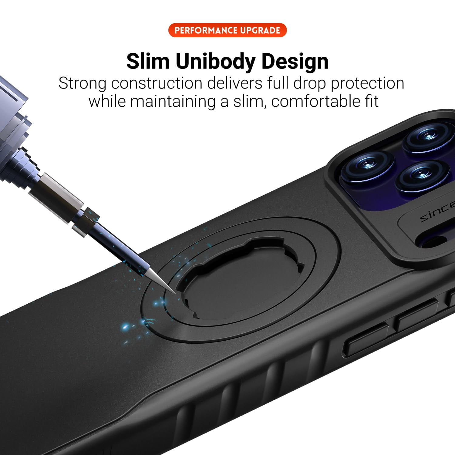 Sourcingbay Bike Phone Case Compatible with iPhone 17 Pro Max, Magnetic for MagSafe, Clear Slim Shockproof Protective Cover with Lock-in Design, Black