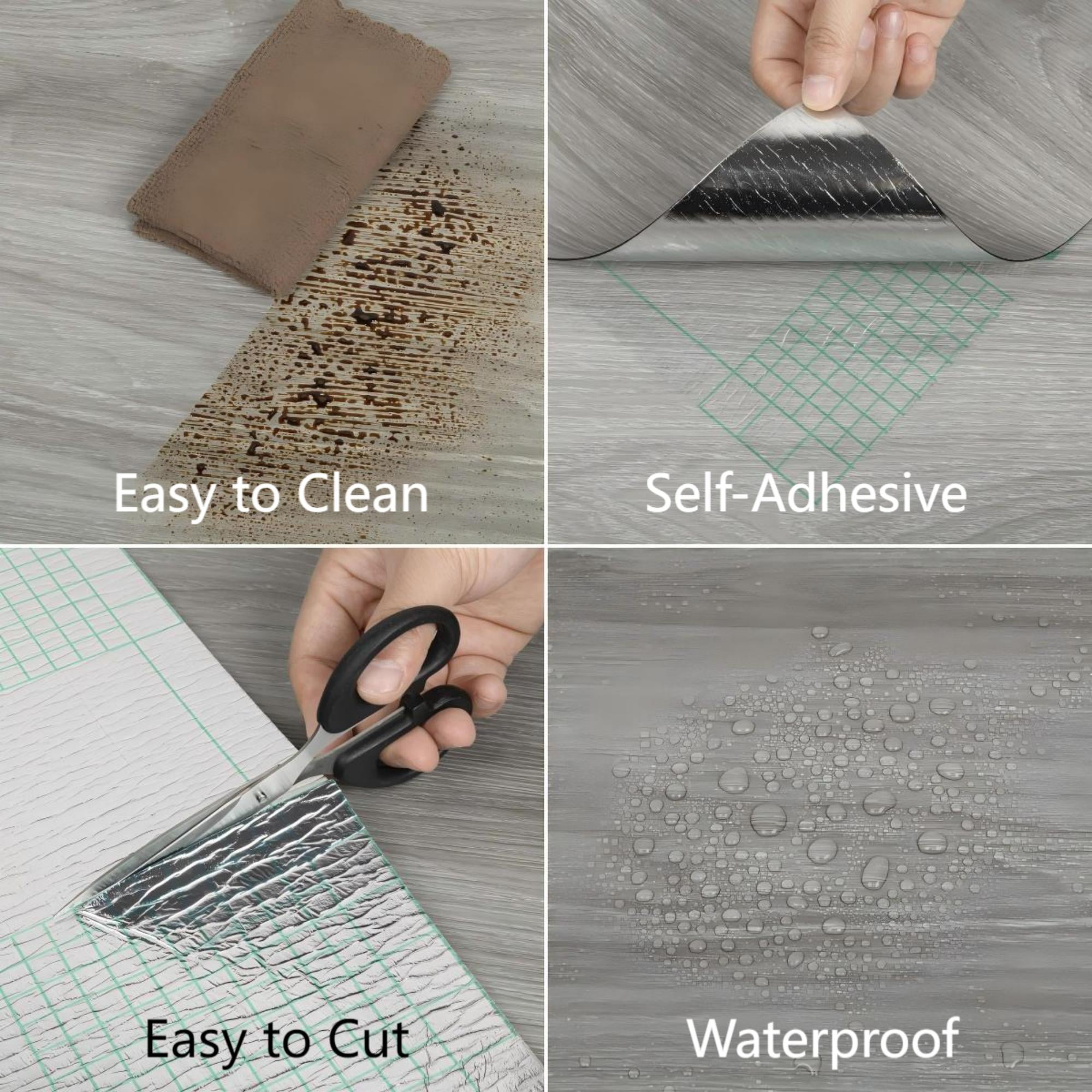 UMIGGEE Gray Peel and Stick Vinyl Flooring Roll 15.7-in x 236-in/25.7 Sq.Ft Thicken Self-Adhesive Vinyl Wood Grain Floor Wear-Resistant Easy DIY Install Home Decor