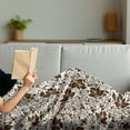 thumbnail image 3 of Earth Tones Soft Flannel Fleece Throw Blanket, Brown Silhouette Petals and Leafage with Spiral Stems Gardening Plants, Cozy Plush for Indoor and Outdoor Use, 50" x 60", Dark Brown White, by Ambesonne, 3 of 5