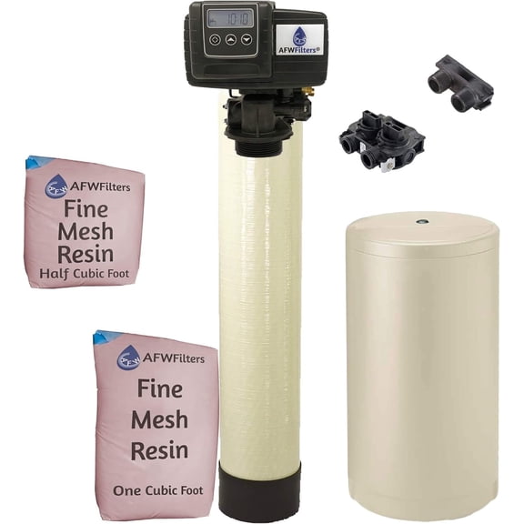 IRON Pro 2 Combination water softener iron filter Fleck 5600SXT digital metered valve for whole house 48,000 Grains, Almond