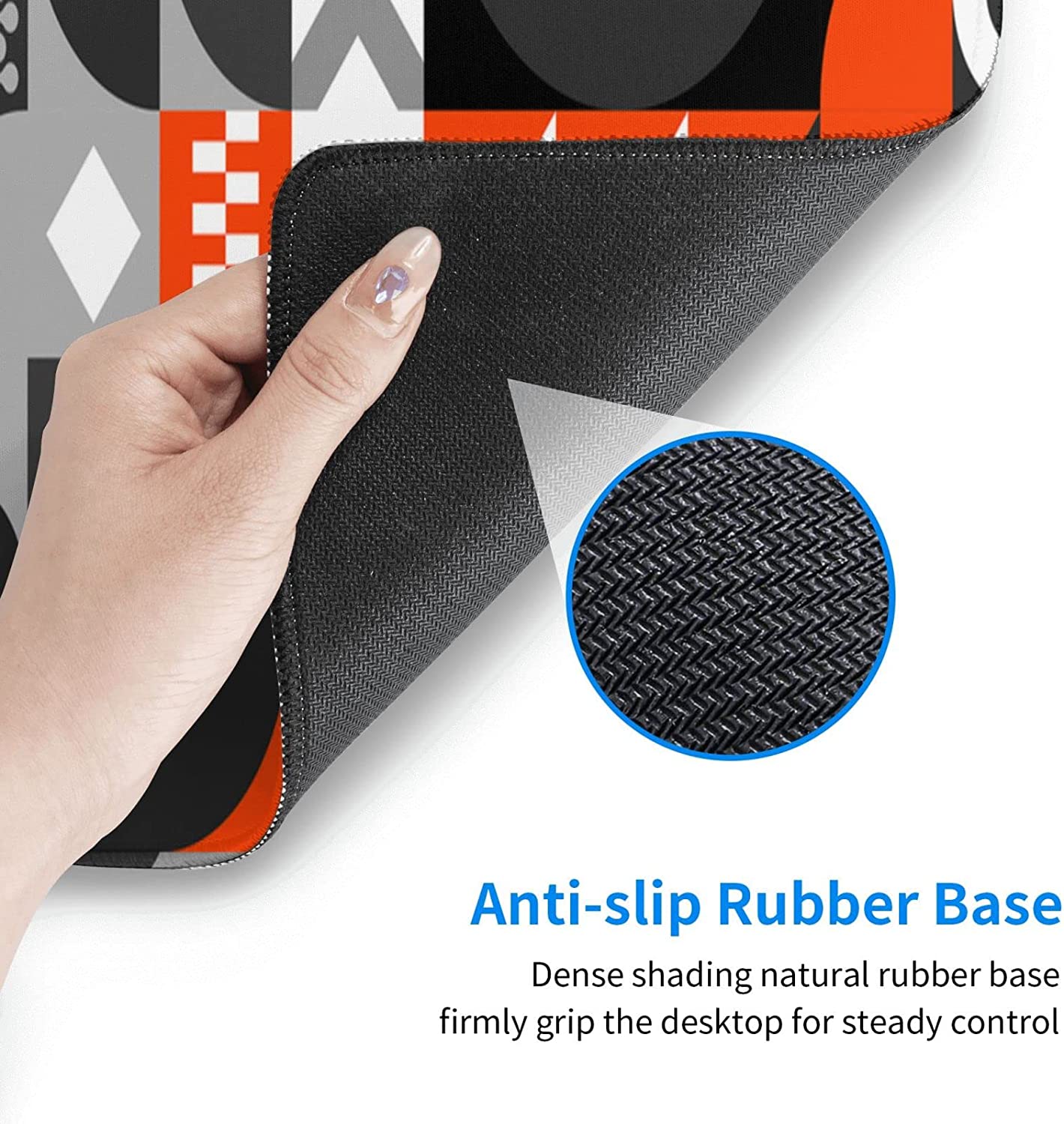 XL Large Gaming Mouse Pad with Stitched Edges, Abstract Geometric Extended Mousepad Desk Mat with Non-Slip, Big Long Keyboard Pad for Computer Laptop for Gamer Office Decor, (Dark Black, 31.5*11.8 In)