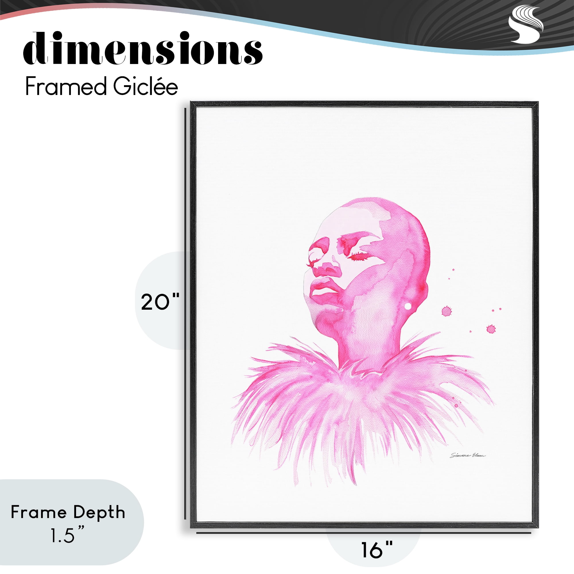 Stupell Industries In A Pink Mood Portrait Black Framed Giclee Art, design by Simone Elum
