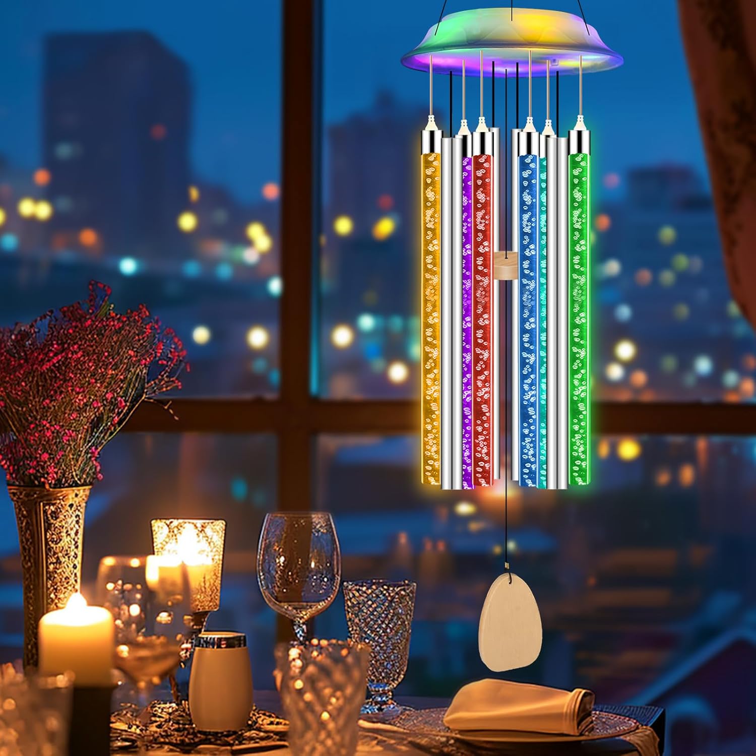 Qoosea Solar Color-Changing LED Wind Chimes photo 2