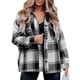 thumbnail image 1 of Chaqueta a cuadros para mujer, manga larga, cálida, cómoda, suave, transpirable, chaqueta femenina de moda, negro, XL, 1 of 5