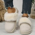 thumbnail image 4 of Mepaouo Fuzzy House Slippers for Women Memory Foam Suede Mules Mini Boots Winter Snow Slip on Shoes, 4 of 8