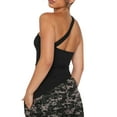 thumbnail image 2 of Gupgi Women One Shoulder Top Solid Sleeveless Irregular Slim Fit Tank Top, 2 of 5
