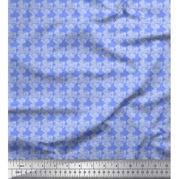 Soimoi Silk Fabric Stencil Floral Fabric Prints by Yard 42 Inch Wide