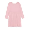 thumbnail image 5 of Gpaecead Girls Dress Long Sleeve Solid Color Stretchy Flared Flowy Midi Dresses Twirly Skater Dress Pink, 5 of 9
