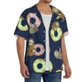 thumbnail image 2 of Rateoe Sloth with Donuts Print Mens Front Pocket Hawaiian Shirts Casual Shirts Short Sleeve Button Down Beach Tropical Shirts-Medium, 2 of 5