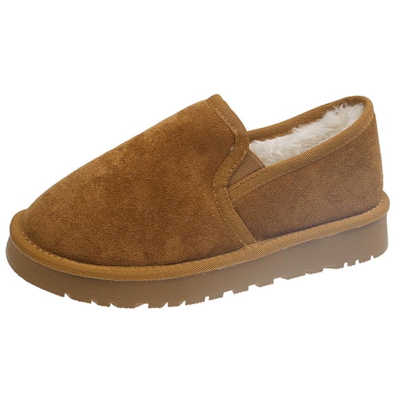 Xfvqtps Womens Velvet Moccasins Slip on Shoes Buckle Detail Low Heel Comfort Flat Shoes Plush Lined Winter Casual Indoor Outdoor Khaki