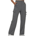 thumbnail image 1 of Kyusrd Cargo Sweatpants For Women Drawstring Elastic High Waist Fleece Multi Pockets Wide Leg Pants 2024 Trendy Casual Solid Color Tactical Active Relax Fit Workout Athletic Joggers Sweatpants, 1 of 6