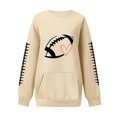 thumbnail image 3 of Weikingp Football Sweatshirts Letter Graphic Print Tops Plus Size Shirt Long Sleeve Pullover Tops Sweatshirts for Women Loose Fit Long Sleeve Sweatshirt Funny Sweatshirt Mom Sweatshirt Beige L, 3 of 6