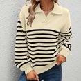 thumbnail image 2 of Suéteres Para Mujer Suéter A Rayas Punto Otoño Invierno Suelto Manga Larga Colorblock Solapa Top Odeerbi ODB180828, 2 of 5