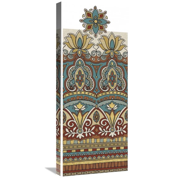 Global Gallery's 'Spice Route Elephant Border' by Daphne Brissonnet Stretched Canvas Wall Art