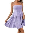 thumbnail image 2 of JULMCOMO Sundresses for Women 2025 Summer Casual Adjustable Sun Dress Swing a Line Sleeveless Square Neck Short Mini Dress Purple L, 2 of 7