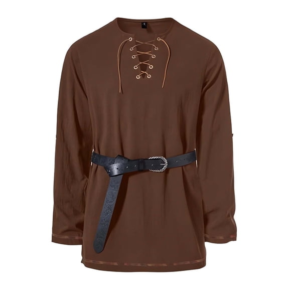 Guluxicc Cotton Shirts for Men Drawstring V Neck Long Sleeve Tops for Beach Vacation Wear Spring Summer Casual Outfits