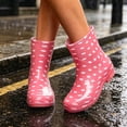 thumbnail image 4 of XUNKUSGA Womens Rain Boots Waterproof Anti-Slip Ankle Rain Boots Fashion Polka Dot Pull On Short Rain Boots for Daily Rainy Wear,6, 4 of 6