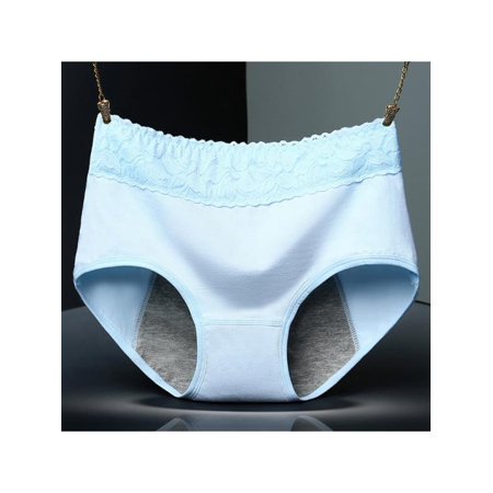 HESHENG 3pcs Women Lace Panties Breathable Cotton Mid-waist Briefs, Menstrual Period Panties Full Coverage Briefs