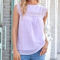 thumbnail image 1 of ICHUANYI Clearance Women's Fashion Chiffon Plush Ball Sleeveless Hollow Lace Tank Top Shirt(Purple, XL) ICHUANYI WER2023081501557, 1 of 6