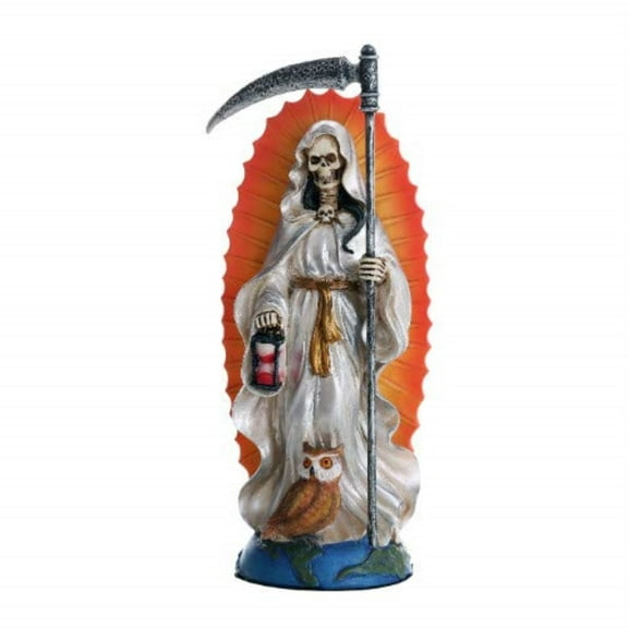 Santa Muerte Saint of Holy Death Standing Religious Statue 7.25 Inch White Tunic Purification Santisima Muerte Sculpture