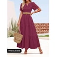 thumbnail image 2 of Vestido largo ZESICA 2025 de verano con manga corta y cuello en V para mujer, 2 of 7