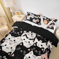 thumbnail image 3 of jejeloiu Cute Cat Pattern Duvet Cover Set Kids,Cartoon Kitten Print Bedding Full,Reversible,3pcs(No Comforter), 3 of 6