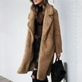 thumbnail image 4 of Female Fuzzy Fleece Lapel Open Front Long Cardigan Coat Faux Fur Warm Winter Outwear Jackets Deep Camel S, 4 of 8