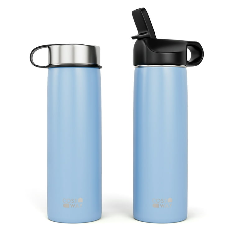 EXAVOO - Insulated Water Bottle - 22 oz Water Bottle with Straw Lid & Chug Lid - Double Walled Stainless Steel Bottle - BPA Free - Leak Proof