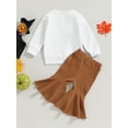 thumbnail image 4 of CIYCuIT Kids Baby Girls 2Pcs Halloween Clothes Long Sleeve Letter Pumpkin Print Sweatshirt + Flared Pants 6M-4T Infant Casual Daily Fall Outfits, 4 of 9