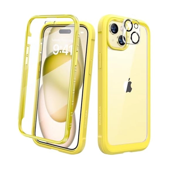 Eryueer Designed for iPhone 15 Case, Full Body Rugged Case with Built-in Touch Sensitive Anti-Scratch Screen Protector, with Camera Lens Protector