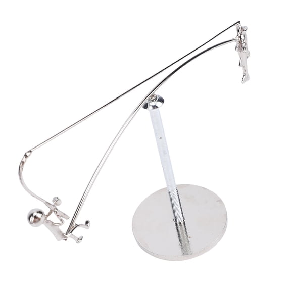 Fisherman Balancing Sculpture Modern Kinetic Metal Fishing Statue for Home Office Decor Art Ornament