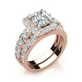 thumbnail image 3 of SuperJeweler 3 1/2 Carat Princess Shape Halo Diamond Bridal Set in 14 Karat Rose Gold For Women, 3 of 6