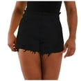 thumbnail image 2 of uublik Shorts Women Super Soft with Pockets Ripped Jeans Shorts Black, 2 of 5