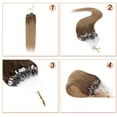 thumbnail image 5 of MY-LADY 100% Human Hair Extensions Remy Real Natural Hair Hairpiece Mirco Ring Tubes Hair Thick Micro Loop Extensions Hair for Women 18inch #4T27 Medium Brown to Dark Blonde, 5 of 8